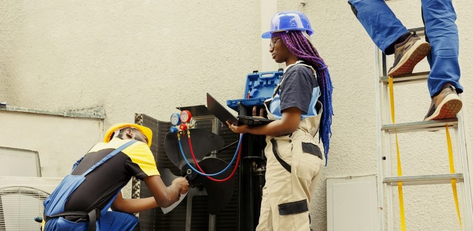 Mechanic cleaning hvac system parts